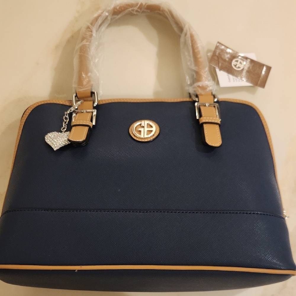 Elegant Navy and Tan Handbag